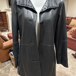 Portrait,Black Leather Jacket, Fully Lined, Pretty Leather Stitching,S